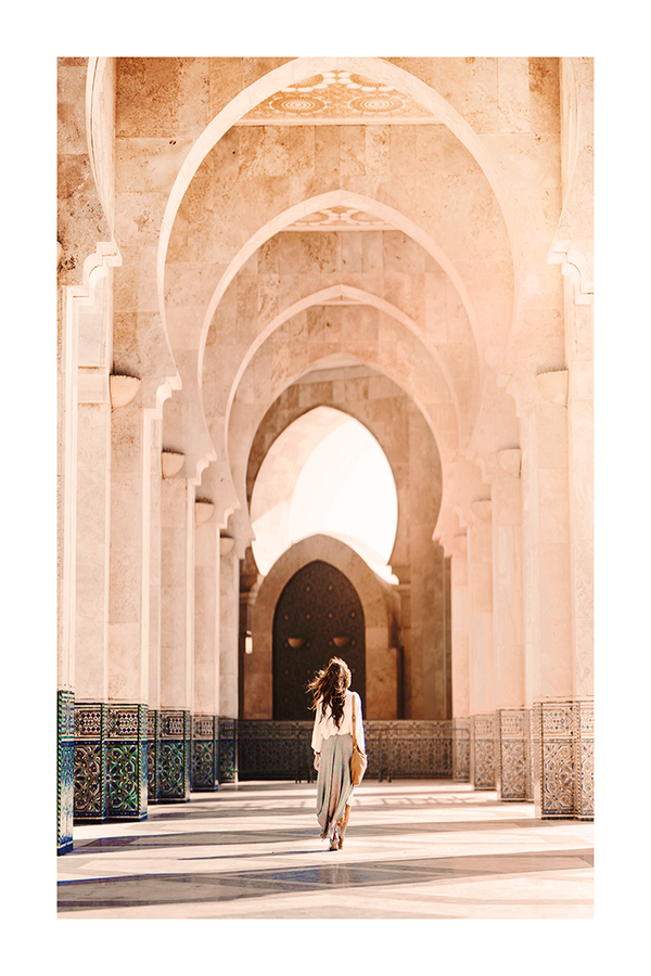 Girl Walking on Corridor Poster