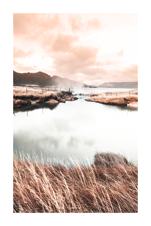 Lakeside Dry Grass Poster