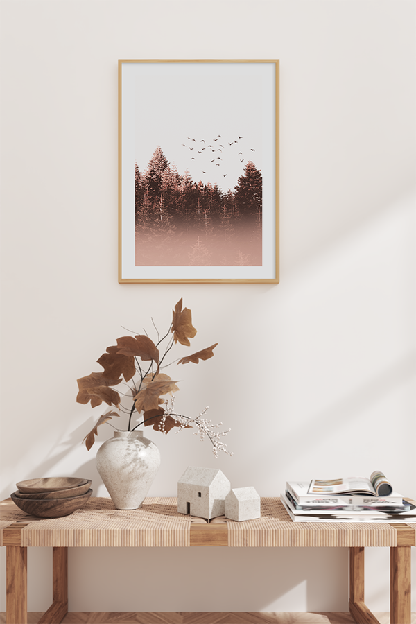 Birds Flying above Forest Poster