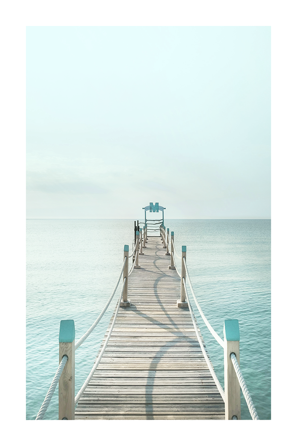 Blue Wooden Bridge Poster