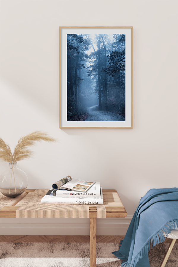 Blue Misty Forest Poster