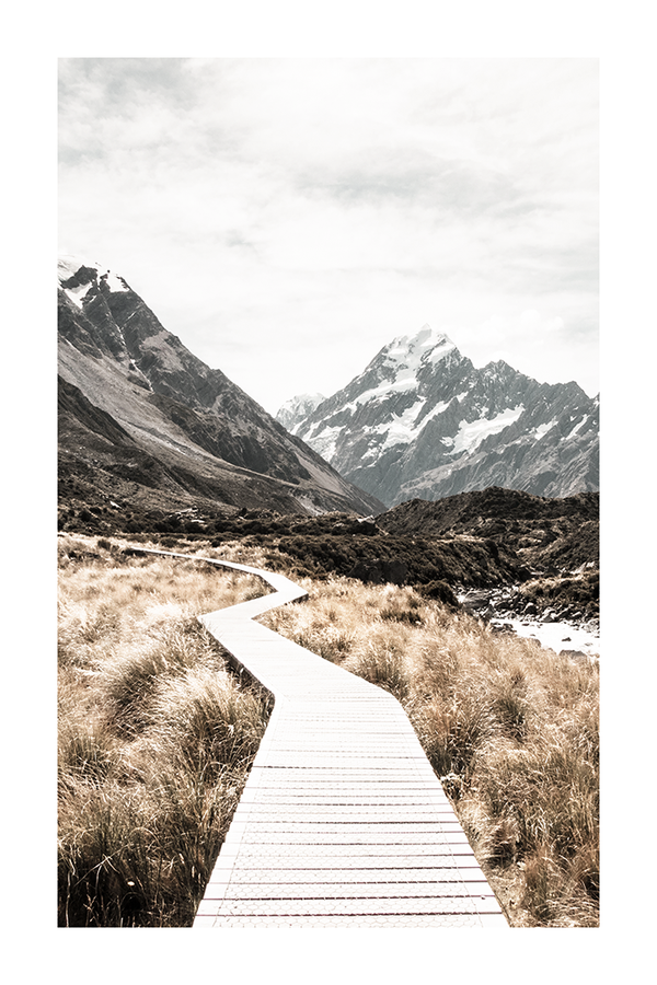 Wooden Bridge to the Mountain Poster