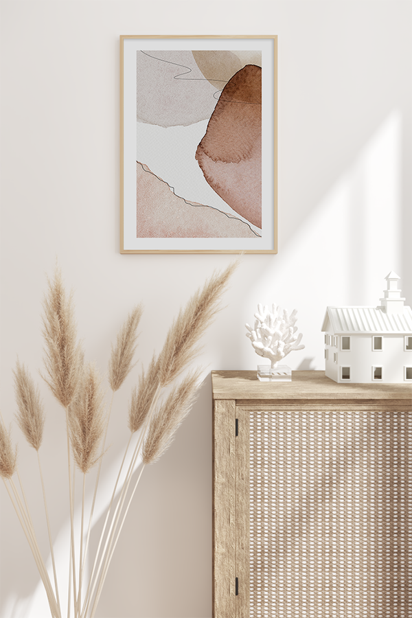 Brown Beige Abstract Watercolor Print