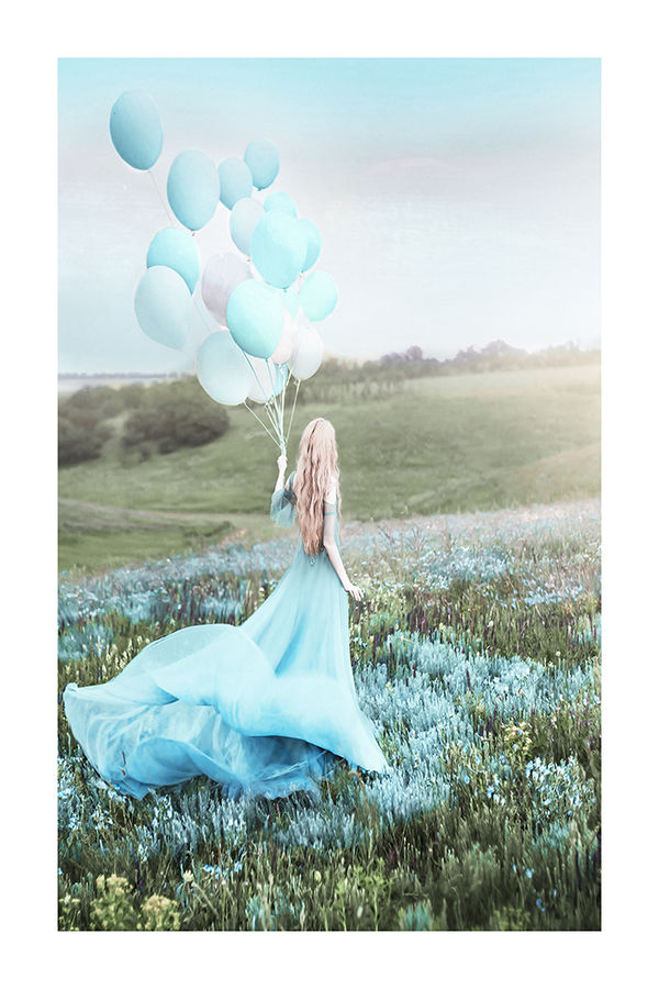 Girl in Blue Skirt Poster