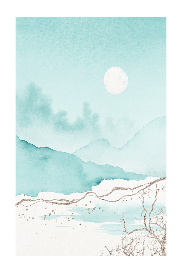 Snowy Mountain Painting Poster