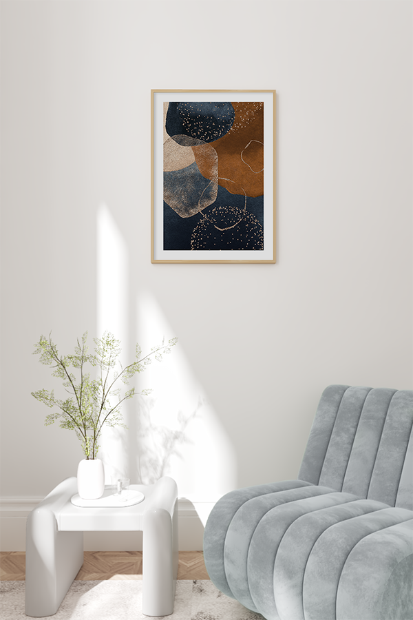 Abstract Dark Blue Brown Poster