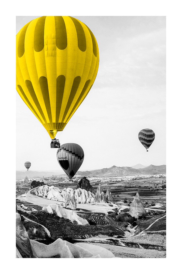 Yellow Hot Air Balloon Poster