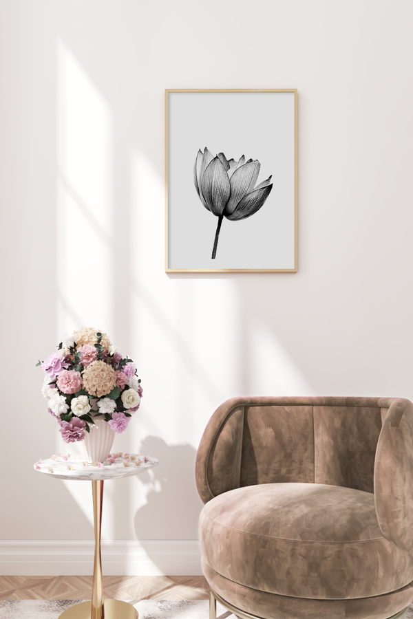 Monochrome Flower Poster