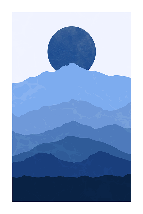 Blue Sunrise Illustration Poster