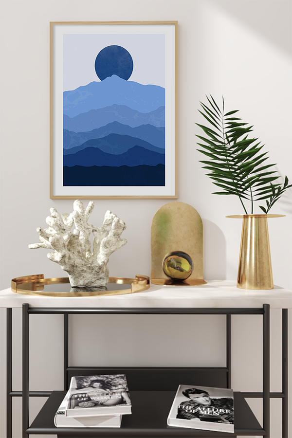 Blue Sunrise Illustration Poster