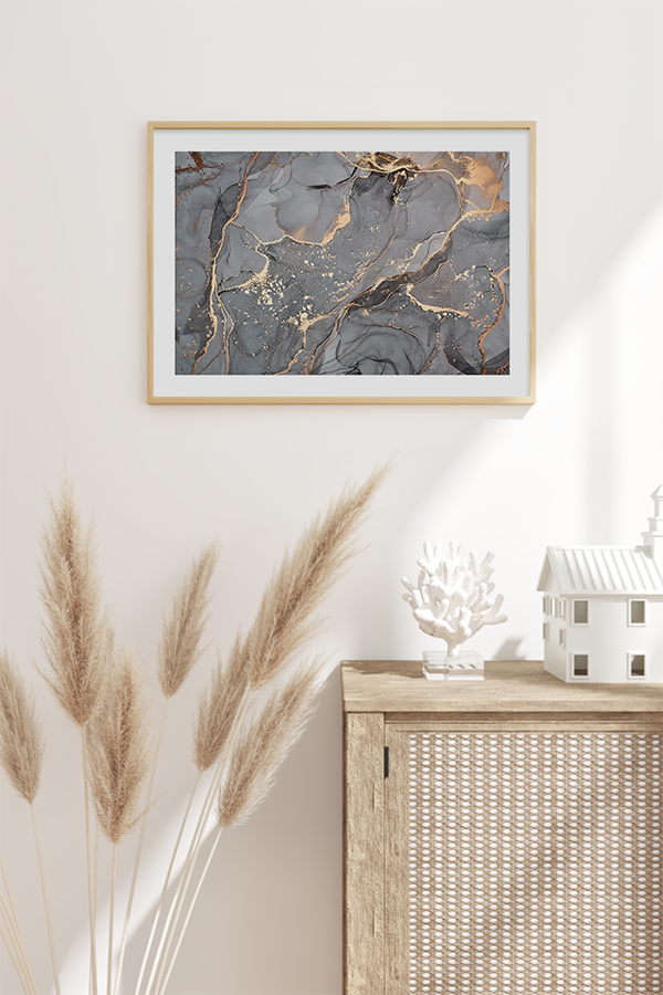 Gold Grey Fluid Poster