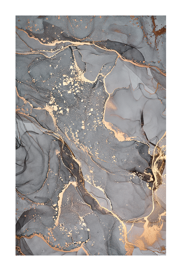 Gold Grey Fluid Poster