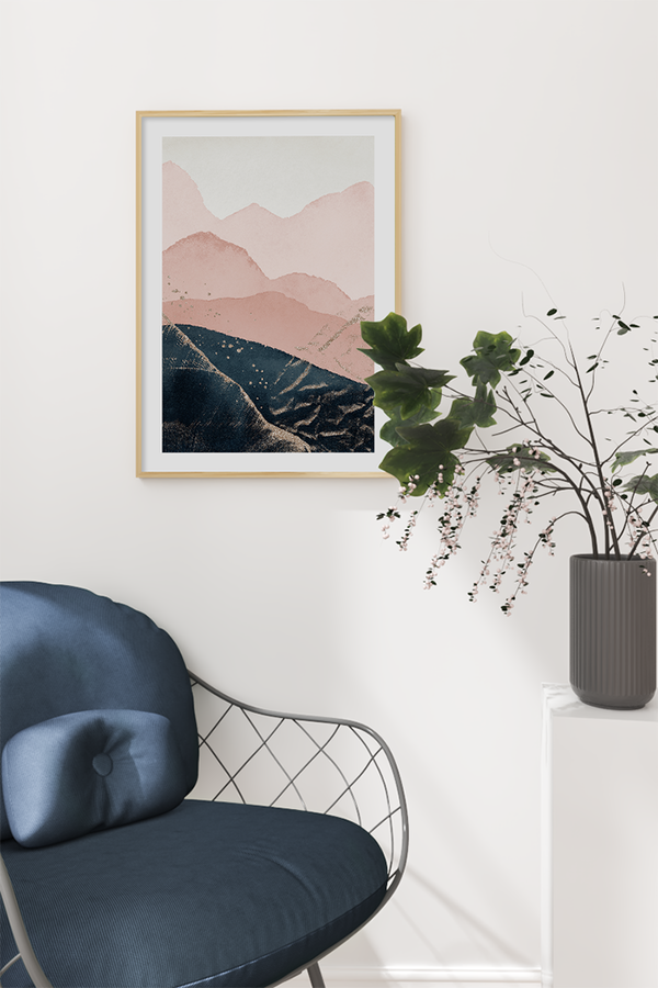 Pink Abstract Mountain Poster