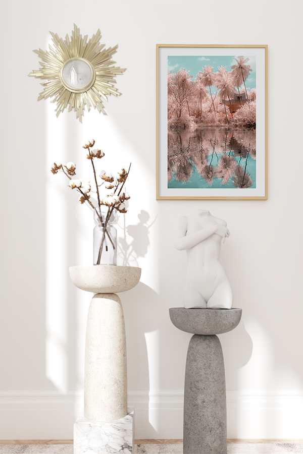 Riverside Pink Coconut Tree Poster