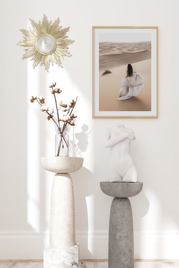 Girl Walking on the Desert Poster