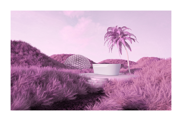 Tub in the Purple Grass Poster