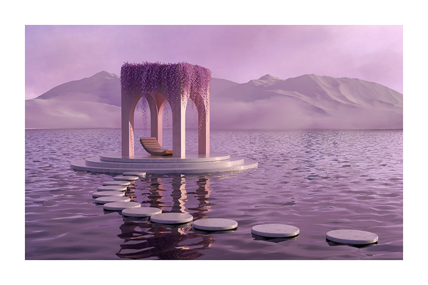 Purple Romantic Lake Poster