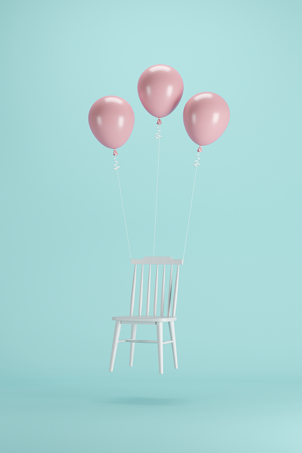 Balloon Tied to Chair Poster