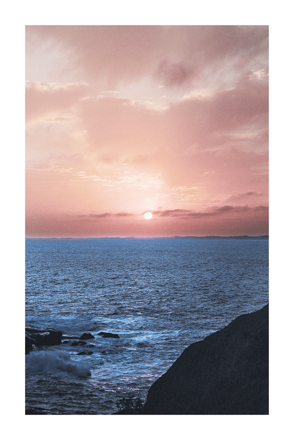 Sunset Ocean Wave Poster