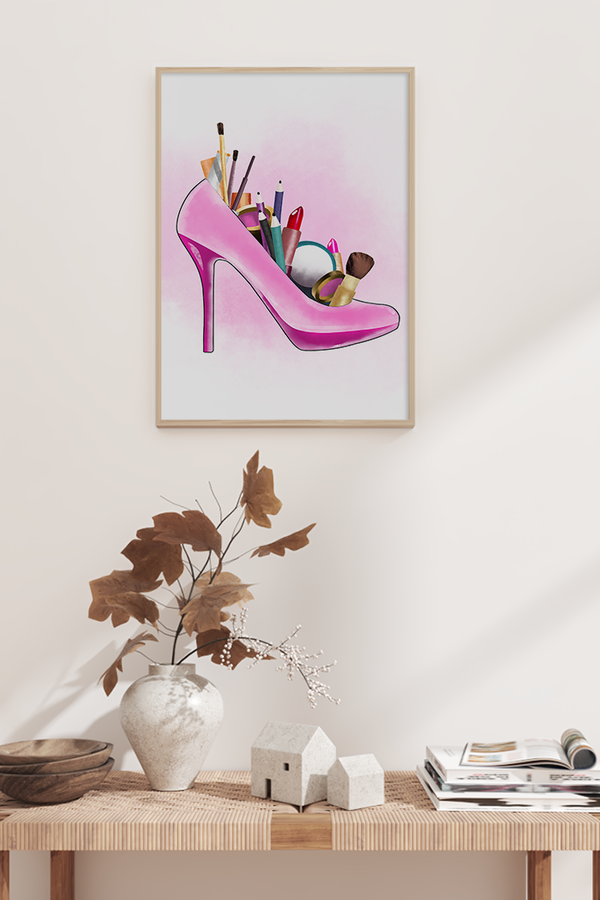 Pink High Heel Illustration Poster