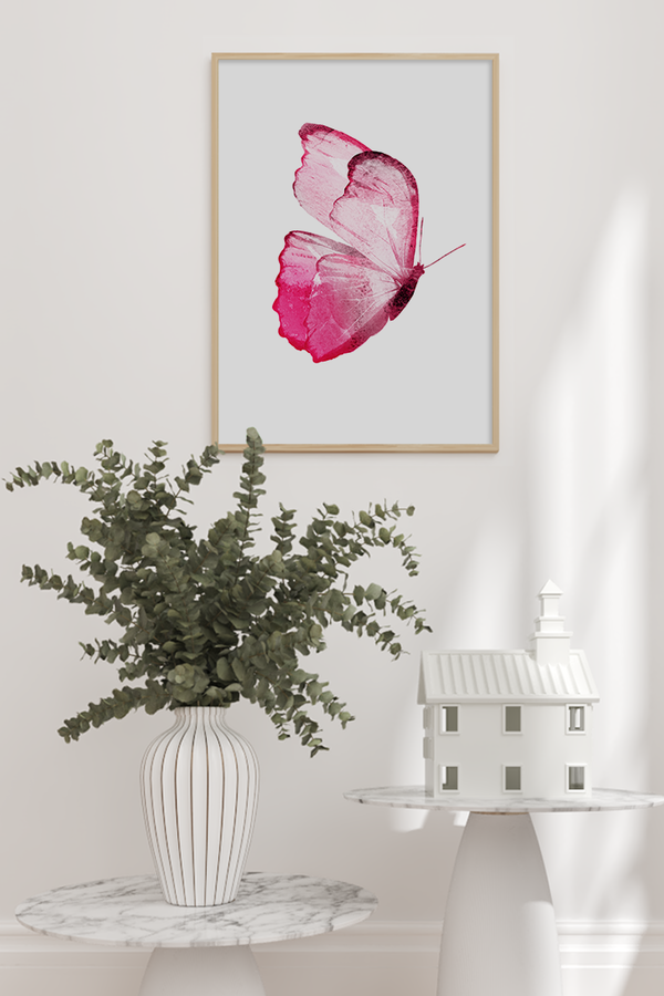 Watercolor Pink Butterfly Poster