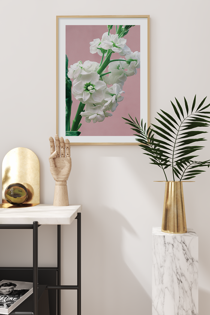 Green White Flower Poster