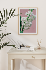 Green White Flower Poster