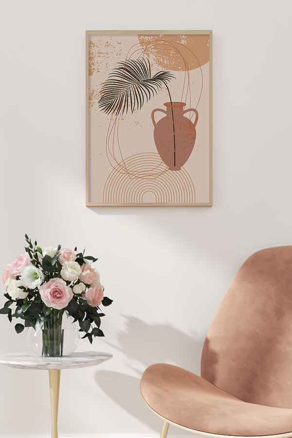 Leaves in Vase Illustration Poster No.2