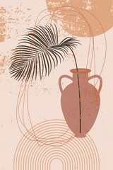 Leaves in Vase Illustration Poster No.2