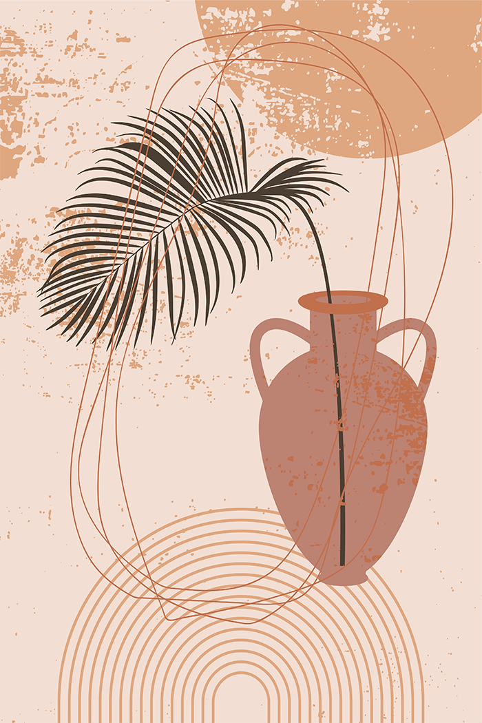 Leaves in Vase Illustration Poster No.2
